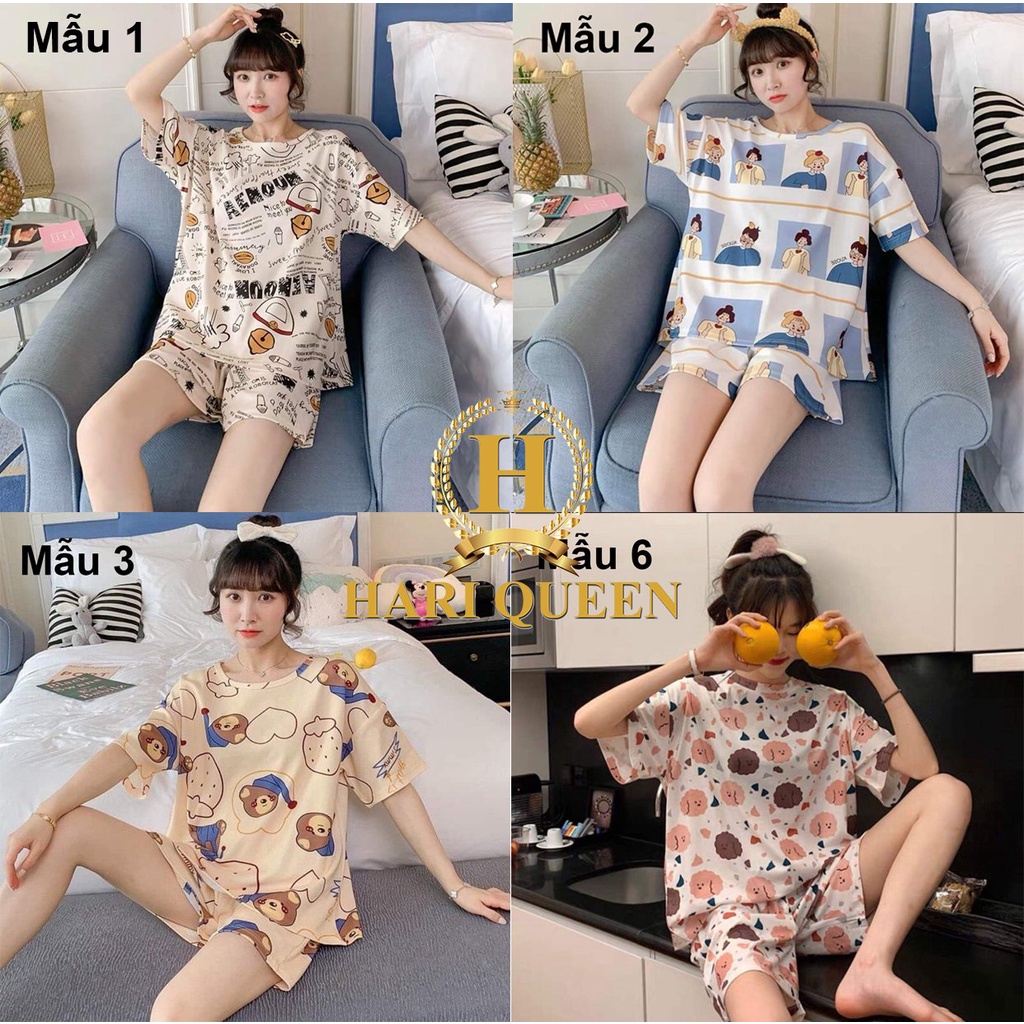 [FREESHIP ĐƠN TỪ 50K] Bộ đùi cổ tròn cute hoạt hinh in kín Basic Cotton Oversize