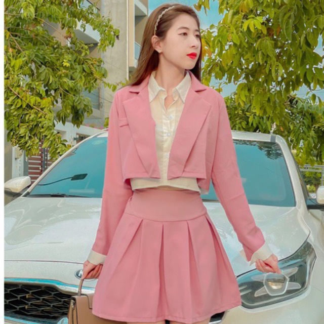 Sét áo vest kèm áo somi crop và chân váy tennis ngắn kèm quần + Ảnh thật (HÀNG SIÊU ĐẸP) ST02 yummyfashion1