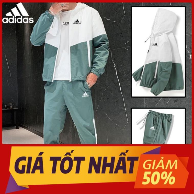 Bộ Đồ Thể Thao Adidas Tay Dài Có Mũ Trùm Chống Gió Chống Thấm Nước Size M-6Xl Dành Cho Nam 🥇 🌺