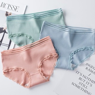 Quần Lót Nữ Gân Tăm, Viền Ren, Cotton, Mềm Mịn Mặc Siêu Thoải Mái, Gợi Cảm, Kháng Khuẩn, Dễ Thương QL78