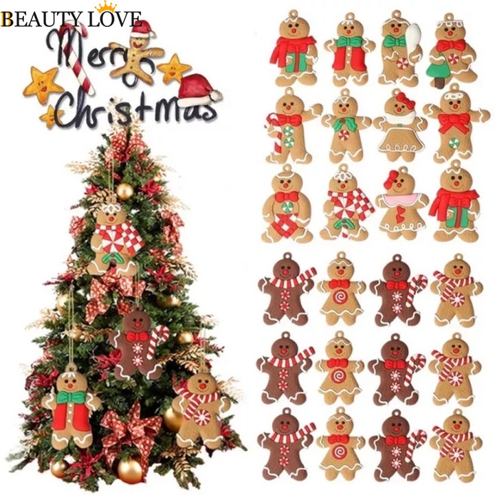 1 / 1 Set 12 Bánh Gừng Nhựa Mini Dễ Thương Trang Trí Cây Thông Noel