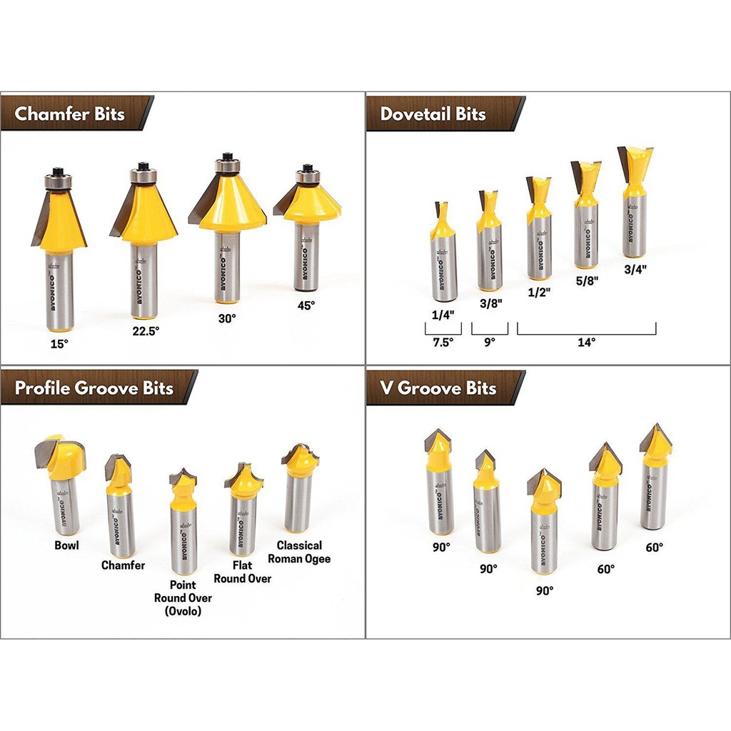 Bộ 70 mũi phay gỗ cao cấp đựng hộp gỗ - Dao cắt, khắc chế biến gỗ / phay / cắt tỉa gỗ