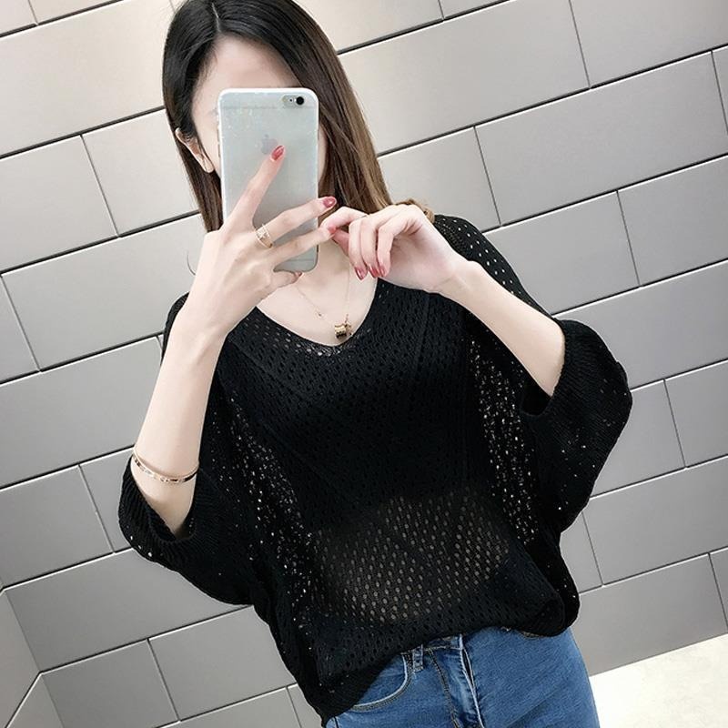 Áo Cánh Dơi Cổ V Thời Trang Hàn Quốc Cho Nữ