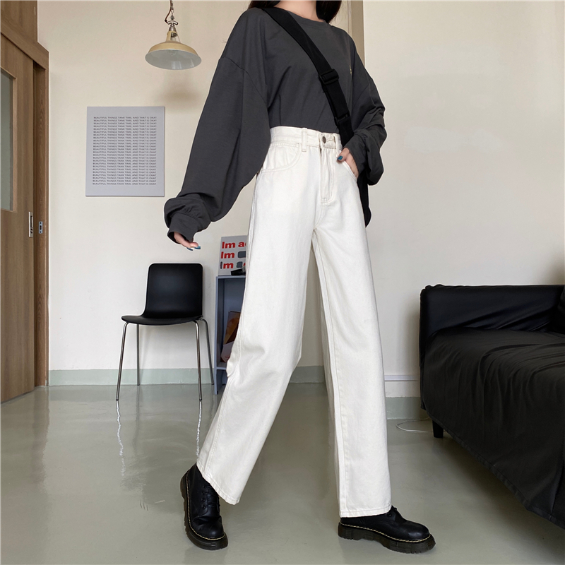 Xiaozhainv Quần Denim Ống Đứng Kiểu Hàn Quốc Dễ Phối Đồ Cho Nữ