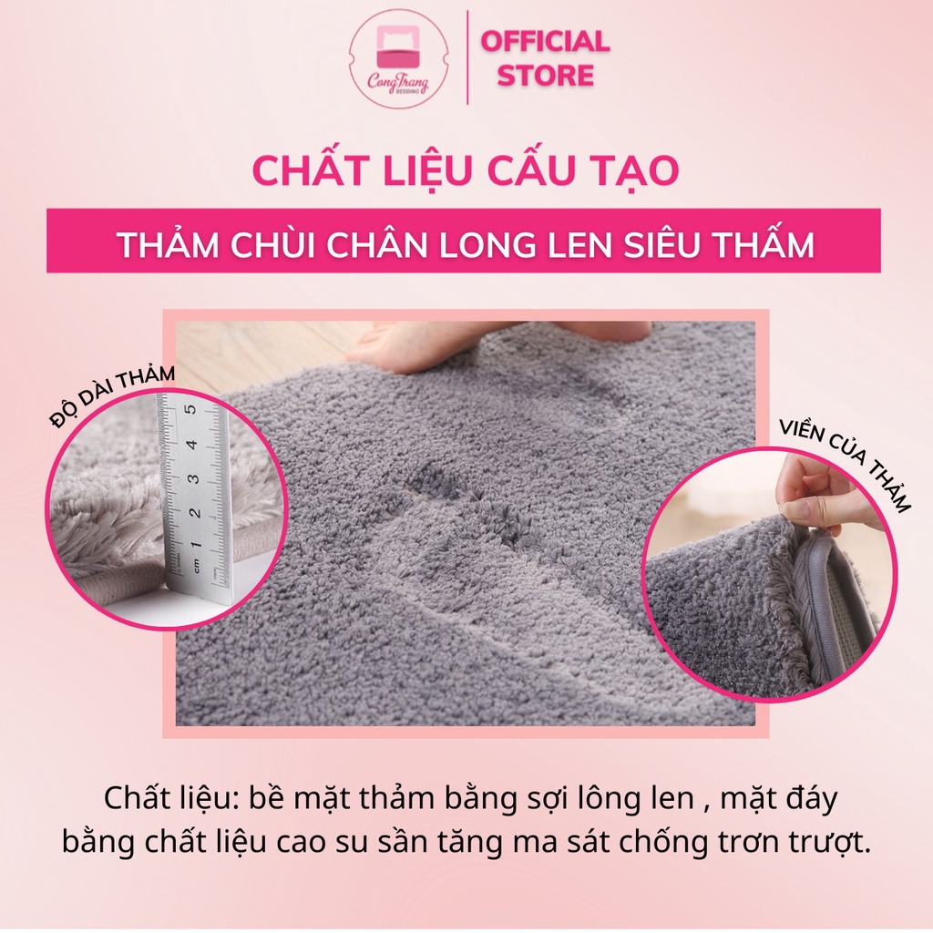 Thảm chùi chân lông len siêu thấm, đế cao su chống trơn trượt tiện dụng giá rẻ - 40cm x 60cm