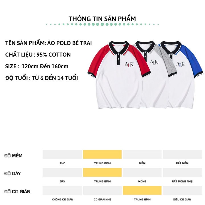 Áo Polo bé trai ngắn tay size đại 27Kids AKL Aowkulae thun sơ mi cộc nam cho trẻ từ 6-14 tuổi BSPO8