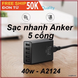 Sạc nhanh Anker 5 cổng 40W PowerIQ (Powerport 5, 40w)