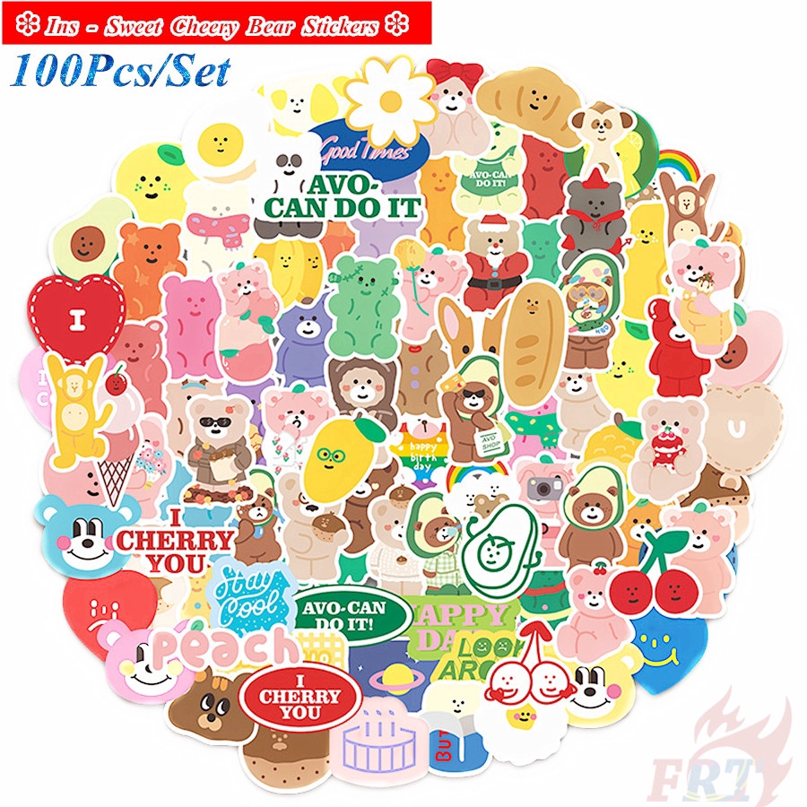 Bộ 100 Miếng Dán Hình Gấu Đáng Yêu