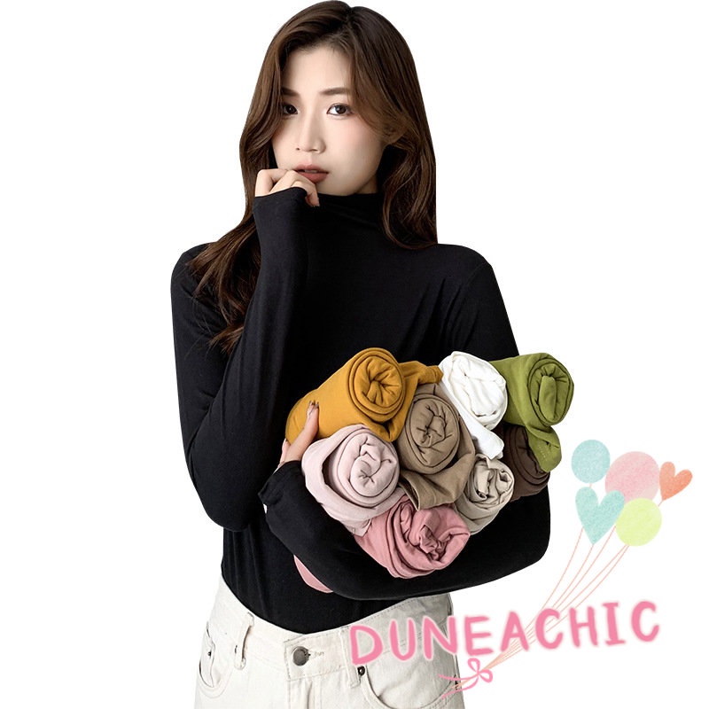 DUNEA Áo Thun Tay Dài Cổ Lọ Thời Trang Cho Nữ