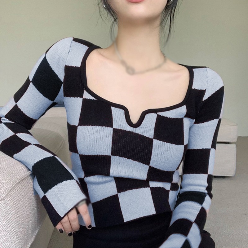 Áo Croptop Dệt Kim Tay Dài Thiết Kế Quyến Rũ