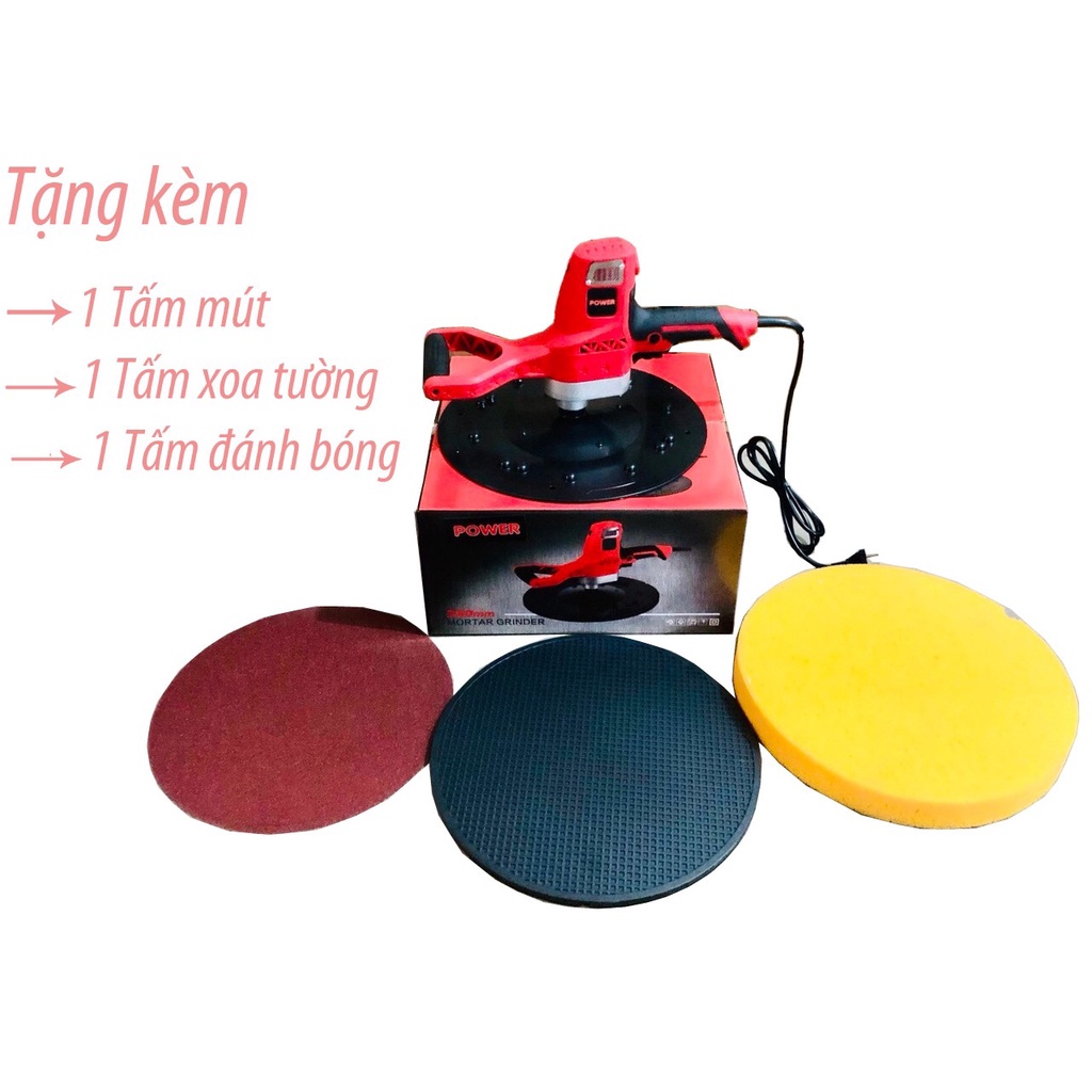 Máy xoa vữa trát tường đánh bóng đa năng TẶNG 2 ĐẾ XOA NHỰA cao cấp công xuất lớn 1280w - khấy sơn máy trà nhám