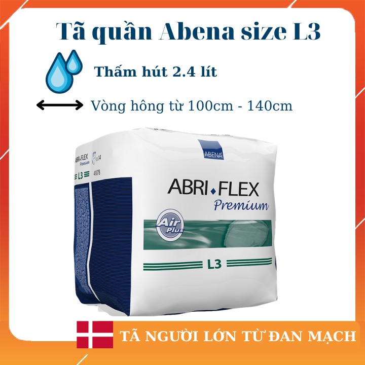 [Thấm hút 2.4 lít] Tã quần người lớn từ Đan Mạch - Abena Abri Flex L3 (14 miếng)