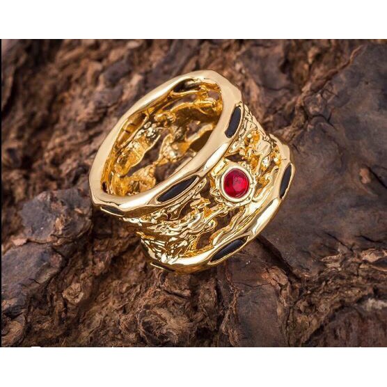 Nhẫn nam Titan mạ vàng đính đá thời trang