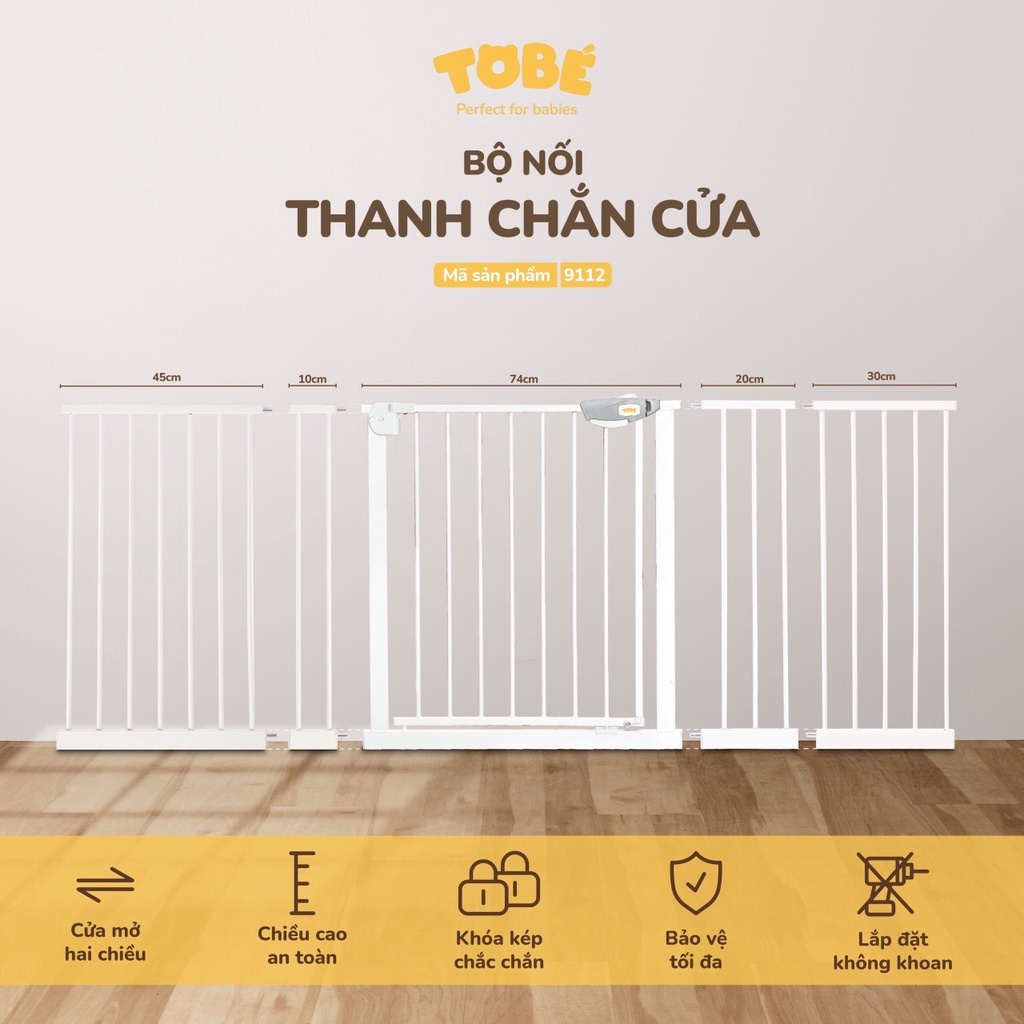 Thanh chắn cửa/ cầu thang ToBé kích thước 77x74cm không cần khoan đục an toàn và chắc chắn-BaByC