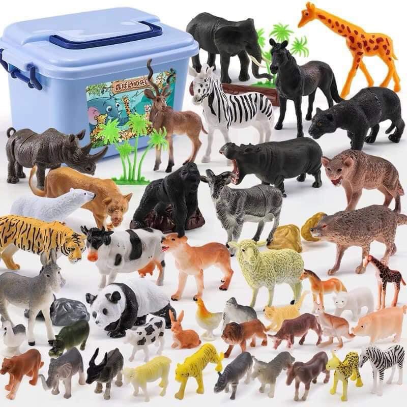Bộ Động Vật 58 Chi Tiết, Thùng Động Vật Mô Hình Thú, Đồ Chơi Con Vật Mô Phỏng Hình Thú Bằng Nhựa Cao Cấp Cho Bé