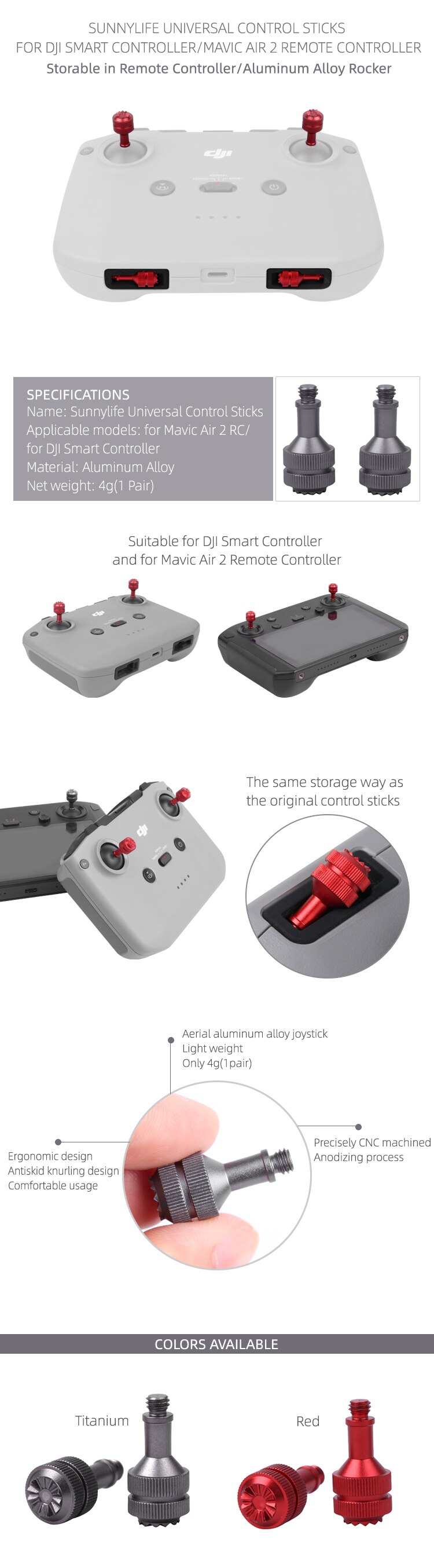 SUNNYLIFE Set 2 Cần Điều Khiển Cho Dji Mavic3/ Air 2 / Mavic Mini / Pro | BigBuy360 - bigbuy360.vn