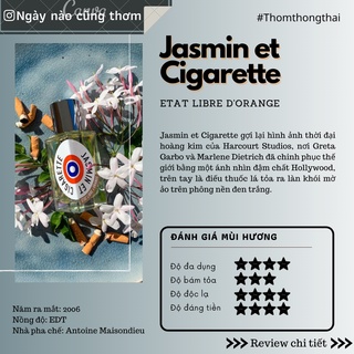 Thơm một chút - Nước hoa Eldo Jasmin et Cigarette (Mẫu thử 10ml)