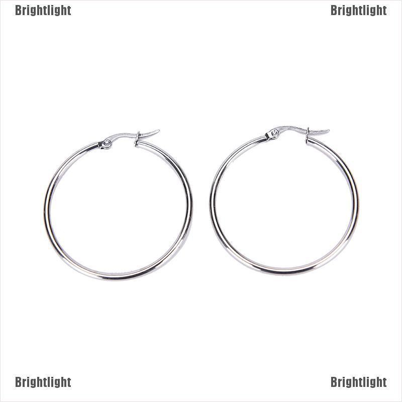 Khuyên Tai Tròn 2mm Bằng Thép Không Gỉ Mạ Bạc Thời Trang Dành Cho Nữ