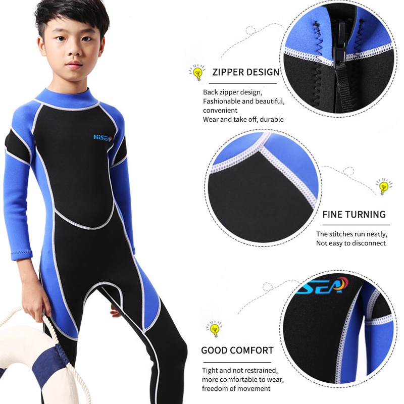 Bộ Đồ Bơi Tay Dài Chống Nắng Chất Liệu Dày Dặn Giữ Ấm Cho Bé