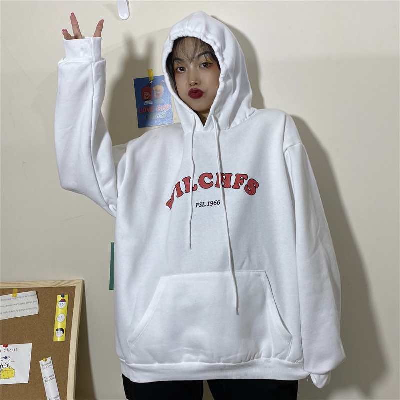 Áo Hoodie Tay Dài Dáng Rộng In Chữ Đơn Giản Thời Trang 2020 Cho Nữ