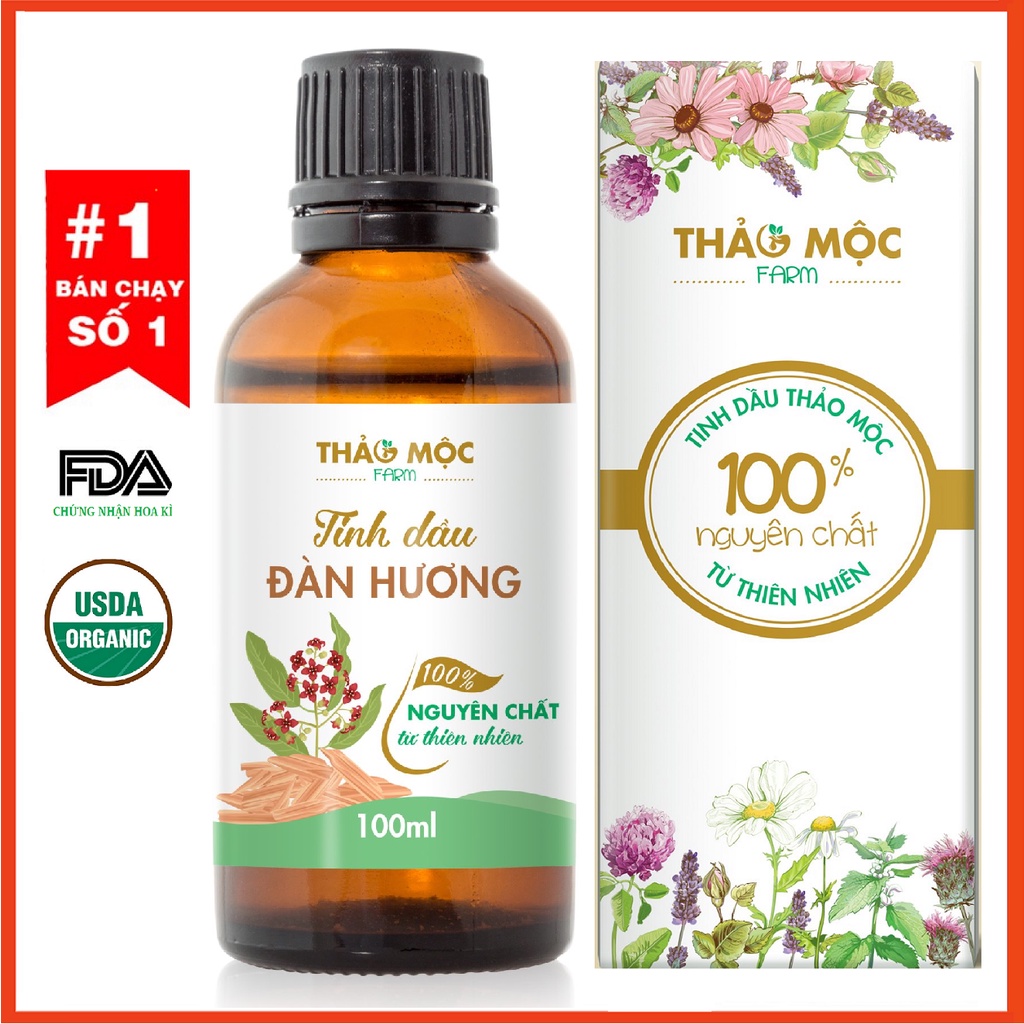 Tinh dầu Gỗ Đàn Hương (Sandalwood) Thảo Mộc nguyên chất từ thiên nhiên, xông phòng, thơm phòng, đuổi muỗi