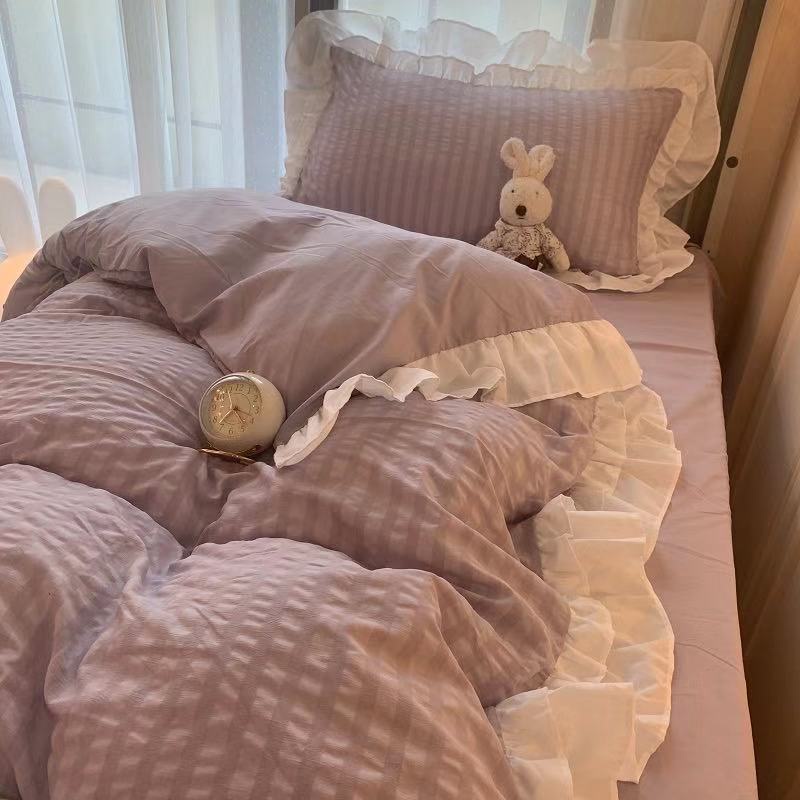 Bộ Vỏ Chăn Ga Gối Đệm Cotton Phong Cách Hàn Quốc 05iz