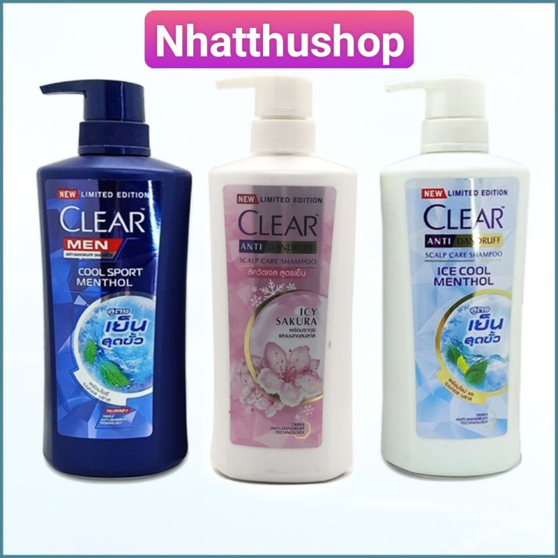 Dầu Gội Clear (Bạc hà-Men) Thái Lan 450ml-Hàng nội địa Thái Lan[nhatthushop]