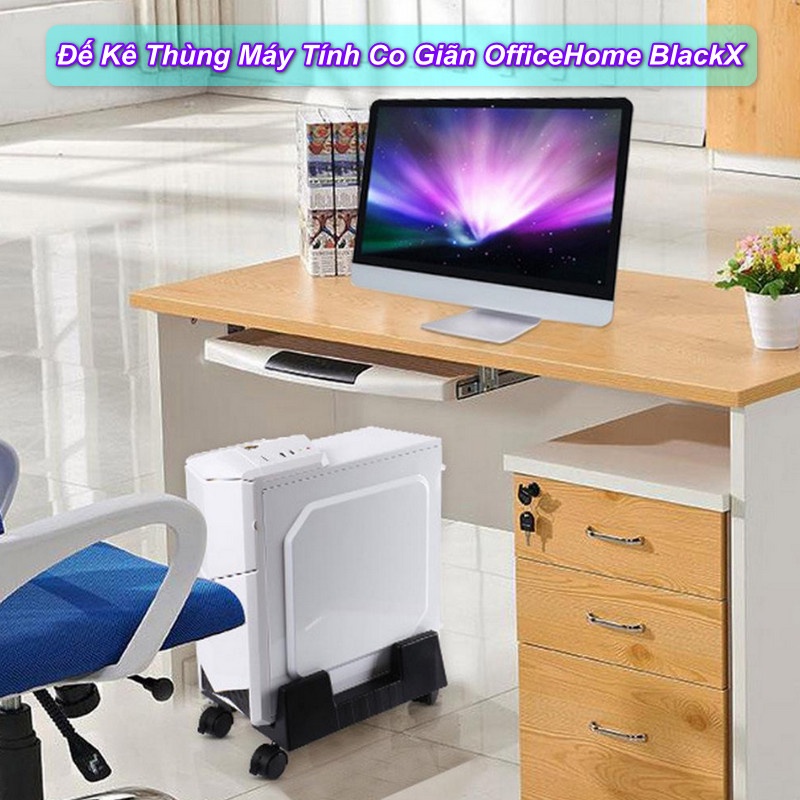 Đế Kê Thùng Máy Tính Co Giãn Có Bánh Xe OfficeHome BlackX