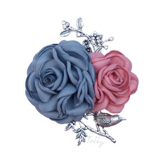 Cài áo, hoa cài áo hoa hồng lụa handmade RP042