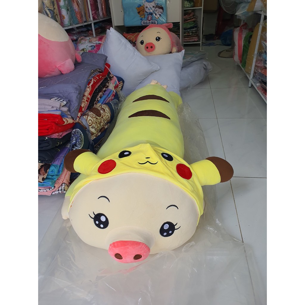 Gối Ôm Gấu Bông Cho Bé Hình Thú Heo Biến Hình - Pikachu SẴN SIZE 1M5