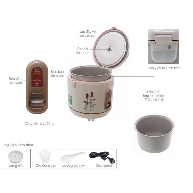 NỒI CƠM ĐIỆN HAPPY COOK HC-200 2.0 LÍT