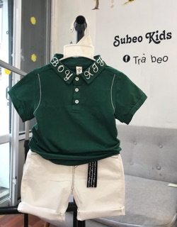 Bộ áo có cổ quần kaki cho bé