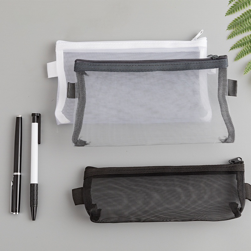 Túi đựng bút dạng lưới xuyên thấu K06 - bóp viết có khoá kéo tiện dụng