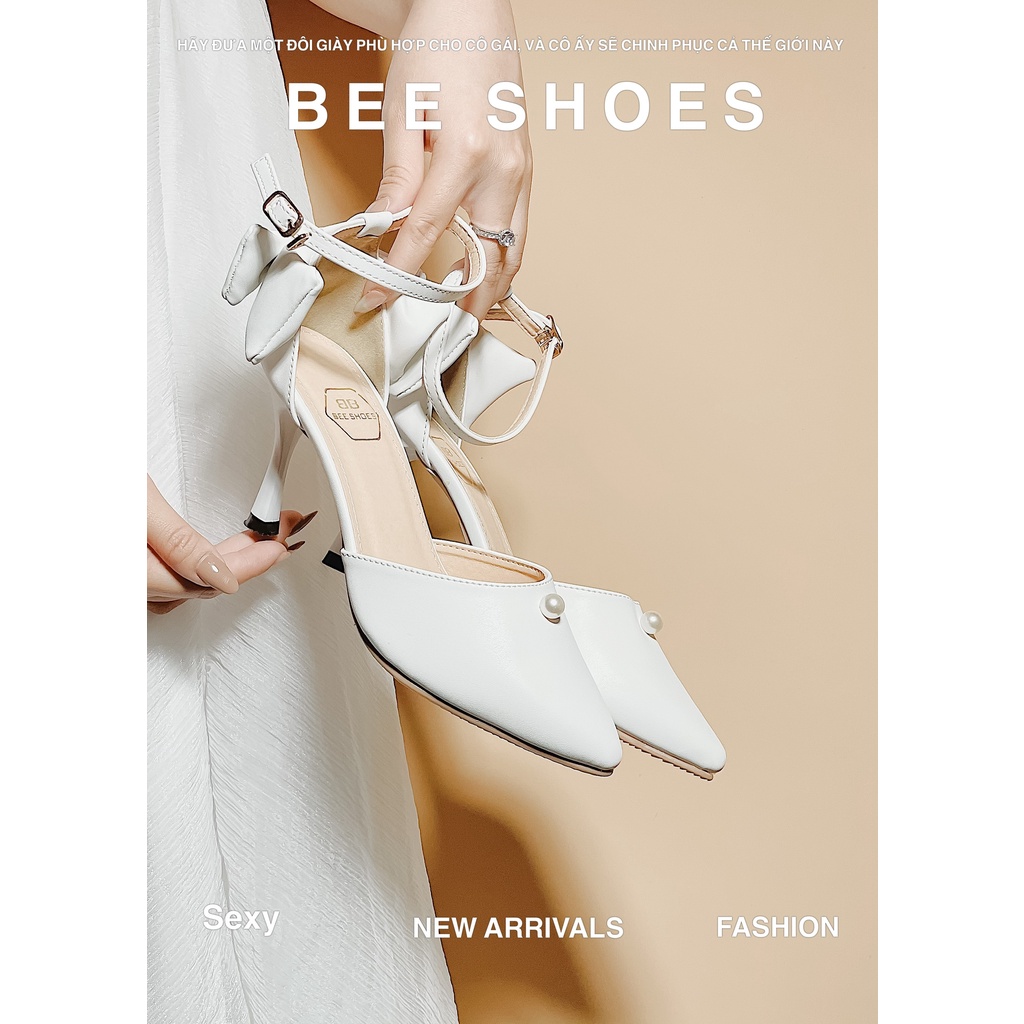 BEESHOES - GIÀY CAO GÓT NỮ MŨI NHỌN GÓT NHỌN - GIÀY CAO GÓT NỮ MŨI NHỌN GÓT NHỌN CAO 7 PHÂN SẴN MÀU BE - TRẮNG 201208