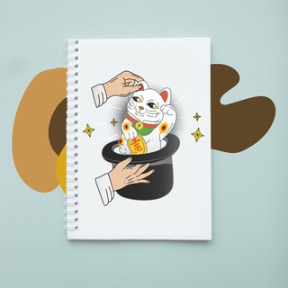 Sổ tay notebook lò xo của chodole khổ A5 80 trang tiện dụng ghi chép in hình bìa dễ thương thú cưng Cat Lover Magic Cat