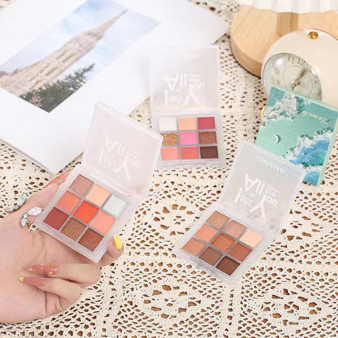 [Hàng mới về] Bảng phấn mắt 9 màu sắc tông lì/ ánh nhũ lên màu cực chuẩn