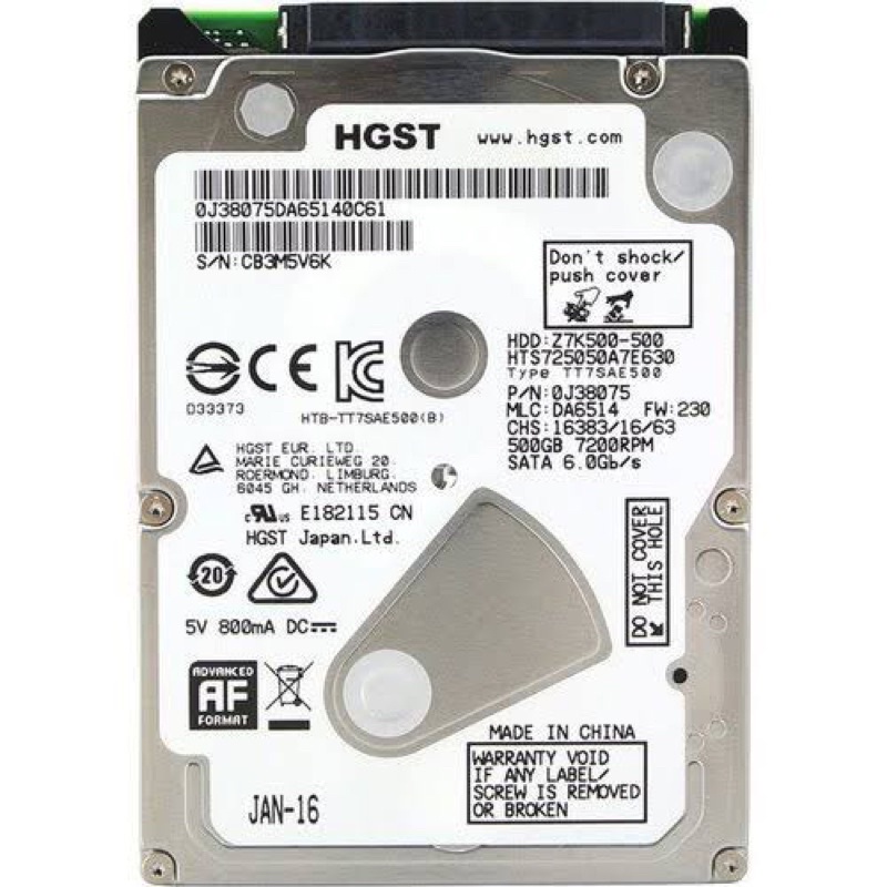 Hdd laptop 500g hàng bóc máy Toshiba/Western/HGST/Seagate/ 5400,7200prm