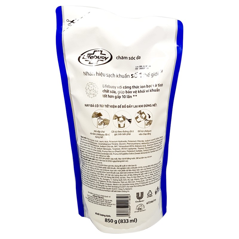 Sữa tắm Lifebuoy 850g chăm sóc da túi | BigBuy360 - bigbuy360.vn