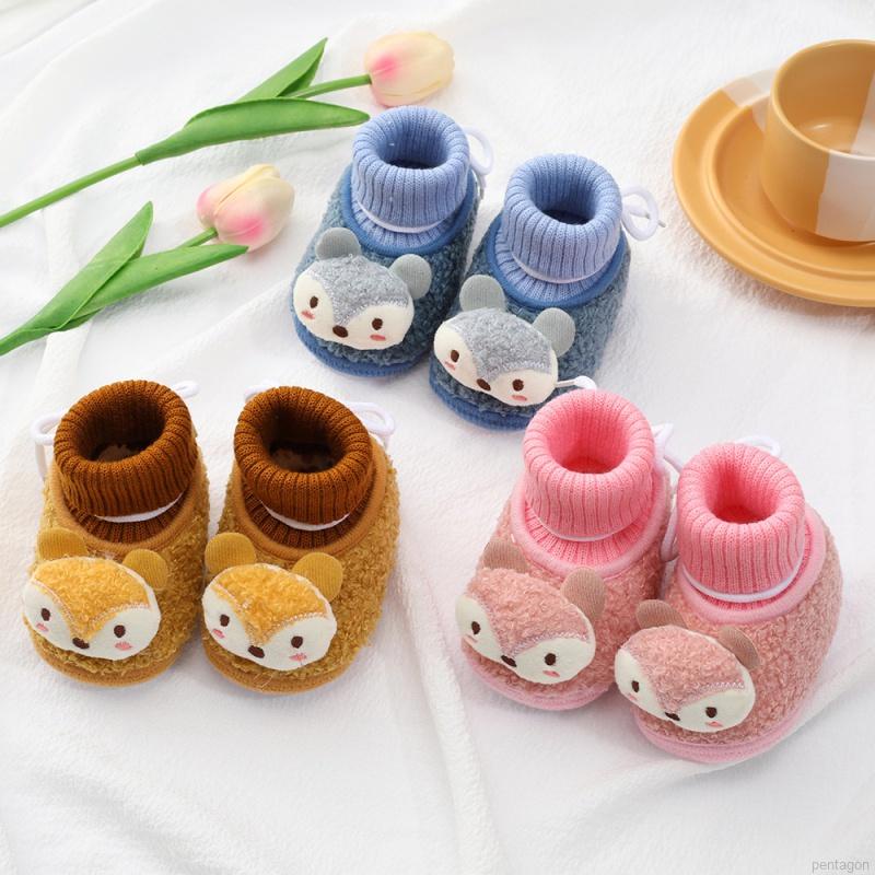 Giày bốt cổ cao họa tiết hoạt hình dễ thương thoáng khí cho bé từ 0-18 tháng tuổi