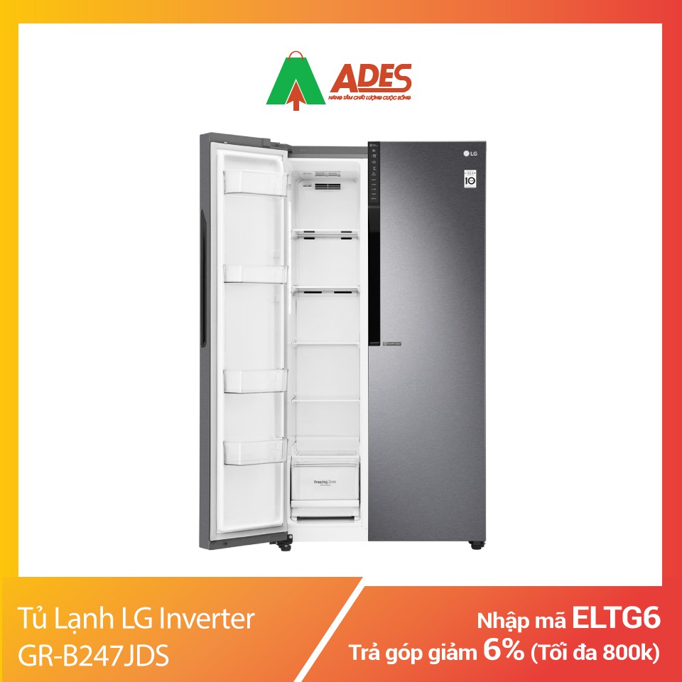 [Mã 154ELSALE2 giảm 7% đơn 300K] Tủ Lạnh LG Inverter GR-B247JDS | Chính Hãng, Giá Rẻ Deal Sốc Giảm 22%