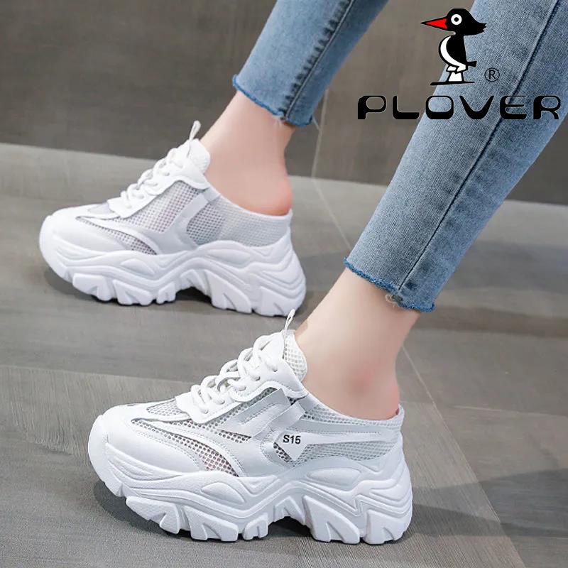 Plover Giày Lười Đế Dày Phối Lưới Thời Trang Mùa Hè Cho Nữ