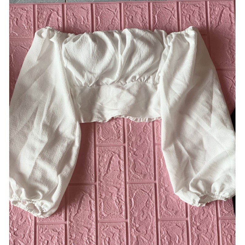 Áo kiểu croptop nữ chất voan xốp xịn có kèm mút ngực