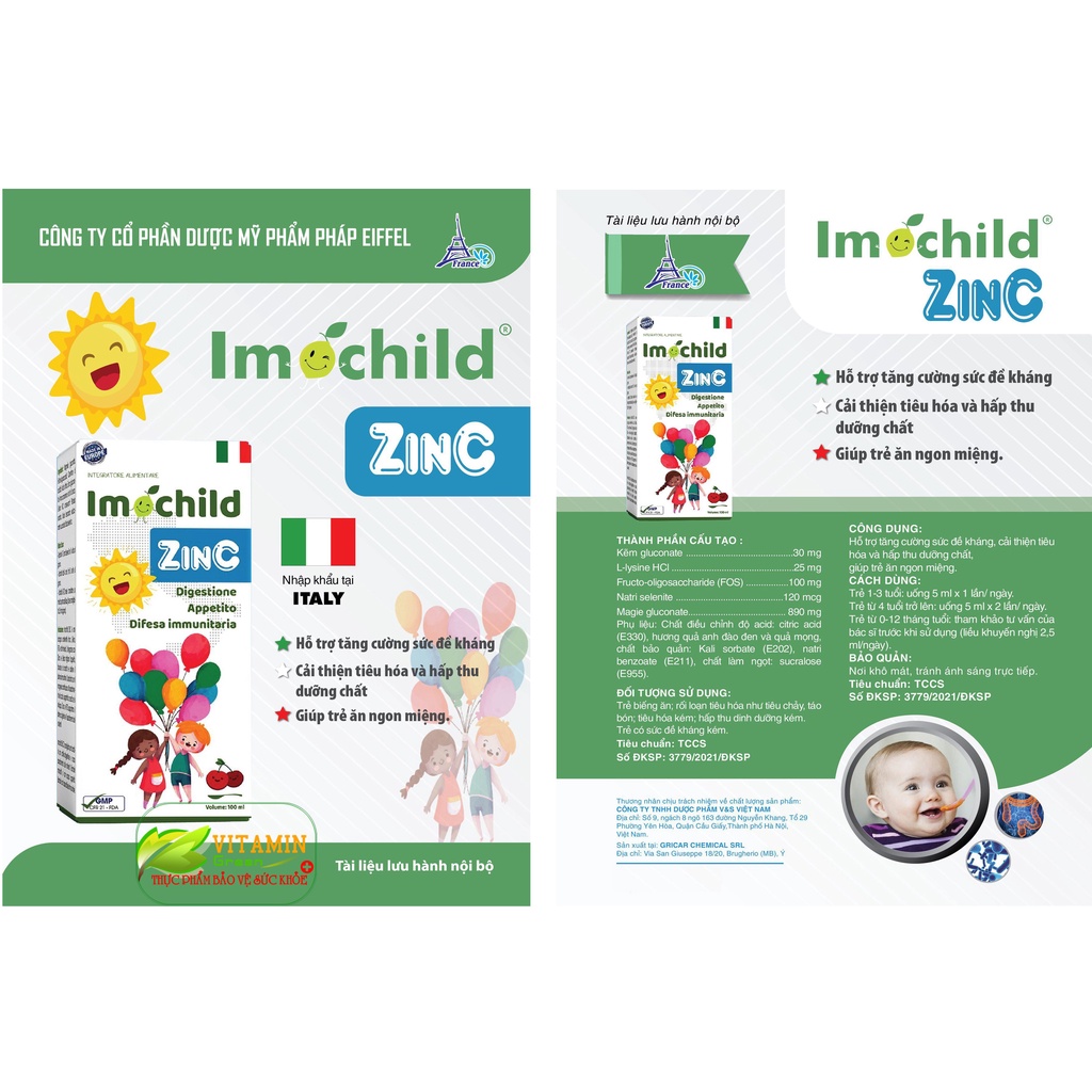 Bổ sung kẽm lysin vitamin cho bé Imochild ZinC giúp bé ăn ngon tăng sức đề kháng | Nhập khẩu chính hãng Italy
