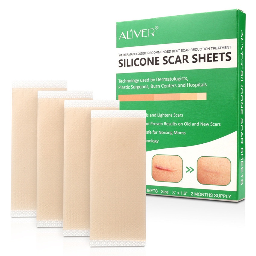 ALIVER 4Pcs/Box Silicone Gel Strips Patch Silicone Scar sheets Reusable Silicone Scar Removal Patch Remove Trauma Burn Scar Sheet Skin Repair Scar Removal Therapy Patch