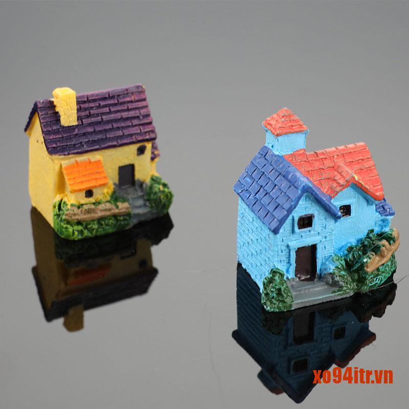 XOITR  Artificial Mini Miniature Resin House Craft Ornament Small House Model Deco