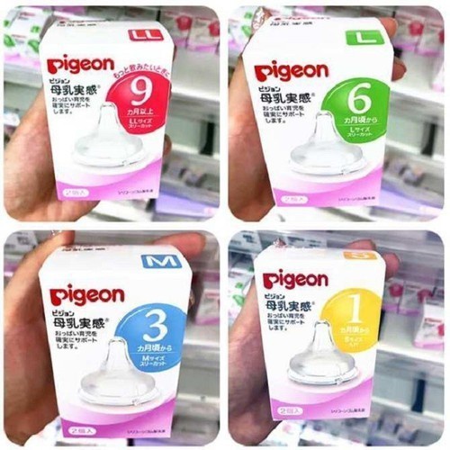 Hộp 2 núm ti Pigeon nội địa Nhật cổ rộng chính hãng