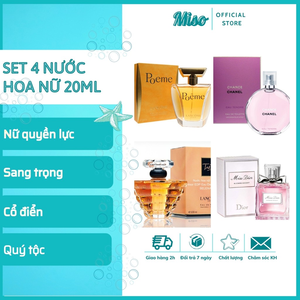 Nước Hoa Nữ Nhỏ Gọn [Combo 4 Tiết Kiệm] Nước Hoa Nữ Mini 20ml Nữ Quyền  Lưc - Đẳng Cấp - Sang Trọng - Cổ Điển