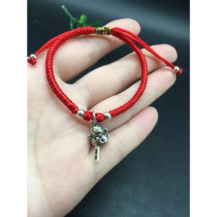 Vòng May Mắn Mèo Thần Tài Bạc Ta Sịn 100% ( vòng tự đan - ảnh tự chụp )