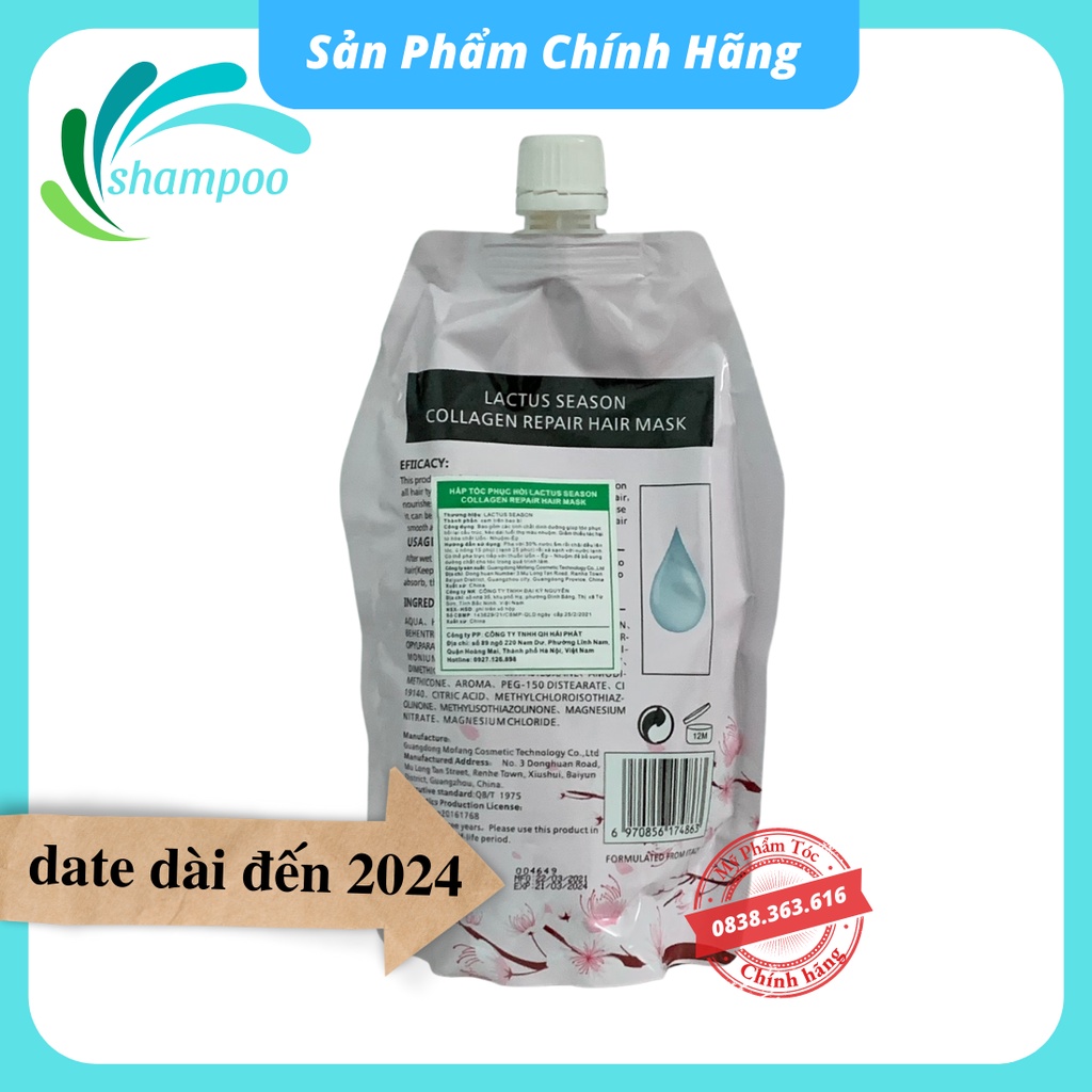 Kem hấp tóc COLLAGEN QH LACTUS dưỡng sinh phục hồi dưỡng sâu ngăn gàu, giảm rụng và kích thích mọc tóc