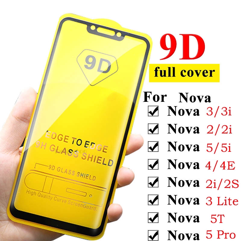 Kính cường lực bảo vệ toàn phần 9D cho Huawei Nova 7 7i Pro 6 SE 5 5T 5i 3 3i 4 2i 2 2S 3E 4E Lite Pro